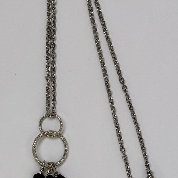 Necklace handmade 3 tier dangle silvertone clear crystal glass metal beads OOAK - Picture 5 of 7